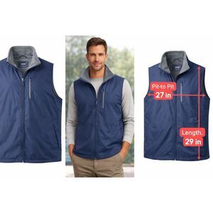 IZOD Weatherproof Vest Men XXL Blue Full Zip Fleece Lined Lightweight  Golf